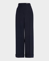 Wool-Blend Wide-Leg Cuffed Pants