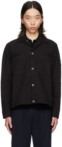 Stone Island Surchemise noire à écusson à logo