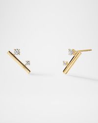 18K Yellow Gold Barre Floating Diamond Climber Earrings