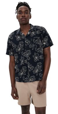 Vince Floral Cabana Shirt Coastal/Light Sand S