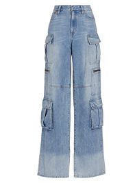 Women's Cay Baggy Denim Cargo Pants - Brea Blue - Size 30