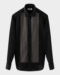 Men's Evening Jacquard Bib Slim-Fit Dress Shirt