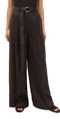 Helmut Lang Wide Double-Pleat Trousers with Belt Espresso 6