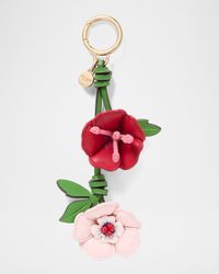 in the garden flower leather keychain