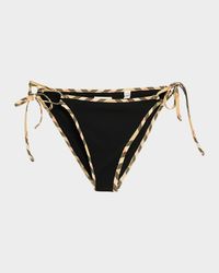 Check-Trim String Bikini Bottoms