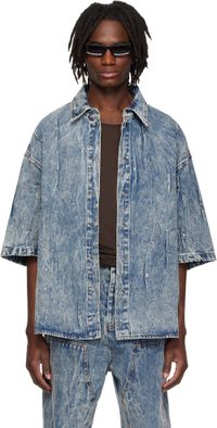 KUSIKOHC Chemise bleue en denim à rivets