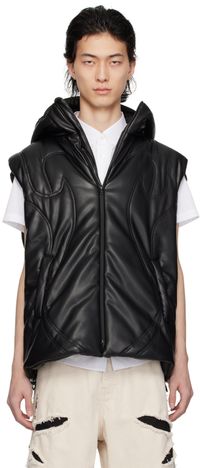 KUSIKOHC Black Helmet Faux-Leather Vest