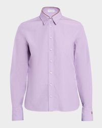 Monili-Collar Chambray Button-Down Shirt