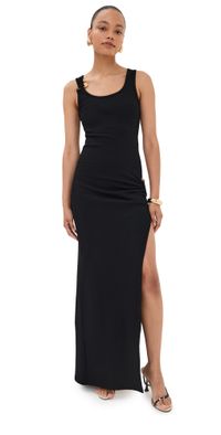 Versace Logo Cotton Stretch Rib Dress Black 38