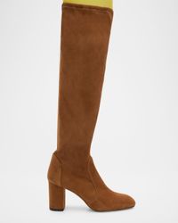 75mm Lucie Stretch Suede Knee-High Boots