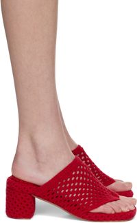 Isa Boulder SSENSE Exclusive Red Knit Heeled Sandals
