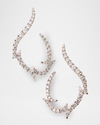 Diamond Game 18K White Gold Front-to-Back Diamond Flame Earrings
