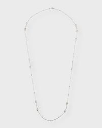 Estate 18K White Gold Diamond Bezel and Pave Diamond Cable Necklace, 32"L