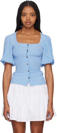 GANNI Blue Gingham Blouse