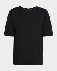 Sylvie Chain-Trim Crewneck Blouse