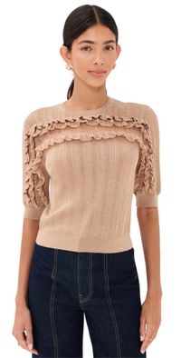 Ulla Johnson Salima Short Sleeve Knit Camel Melange S