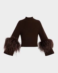 Mock-Neck Feather Merino Wool Sweater