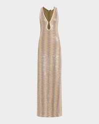 Lilia Sequined Chevron Maxi Dress