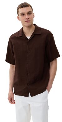 NN07 Julio Linen Camp Shirt Coffee XL
