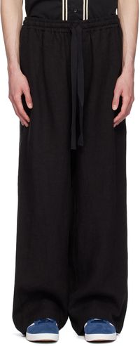 COMMAS Black Wide-Leg Linen Trousers