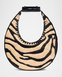 Moon Zebra Raffia Shoulder Bag