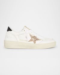 Ball Star Leather Glitter Low-Top Sneakers