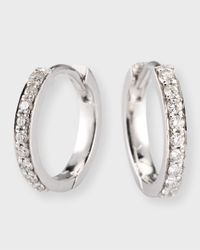 18k White Gold Diamond Huggie Hoop Earrings, 0.20tcw