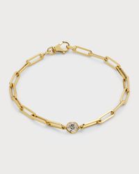18K Paper Clip Bezel Bracelet w/ Center Diamond