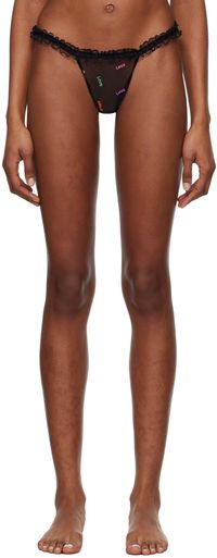 Le Petit Trou Black Love Ruffled Thong