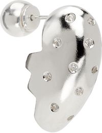 lesugiatelier Silver Crystal Half Heart Earring
