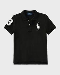 Boy's Big Pony Mesh Knit Polo, Size 4-7