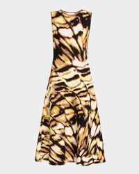 Sleeveless Butterfly Jacquard Knit Midi Dress