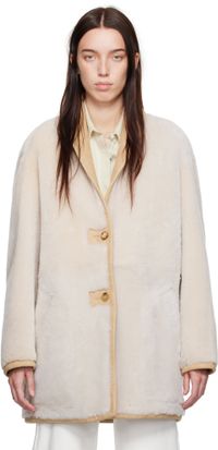 Calvin Klein Beige Halo Shearling Coat