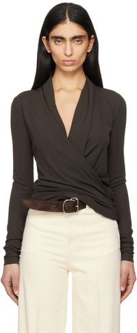 TOTEME Khaki Overlapped Jersey Top