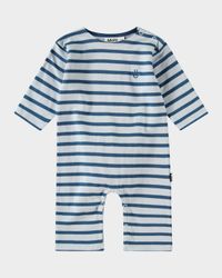 Boy's Flint Embroidered Organic Cotton Stripe Bodysuit, Size 3M-12M