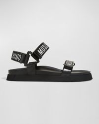 Men's Leather Logo Tape Platform Sandals