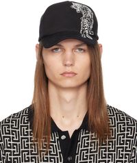 Balmain Black Printed Tiger Cap