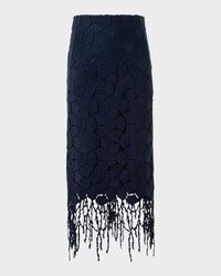 Broken Stone Guipure Fringed Midi Pencil Skirt