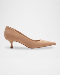 Calynna Suede Kitten-Heel Pumps