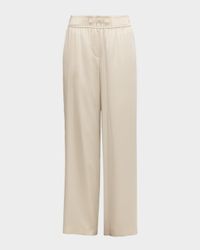 Stretch Silk Satin Track Trousers