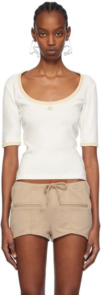 Courrèges T-shirt blanc à encore arrondie