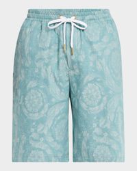 Men's Barocco Denim Drawstring Shorts