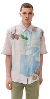Our Legacy Short Sleeve Beyond Shirt Marina Vista Print Cotton Silk 46