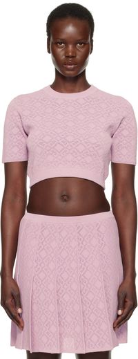 Givenchy Pink Cropped Monogram 72 Jacquard Sweater