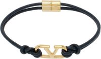 Valentino Garavani Bracelet bleu marine en cuir à logo en V