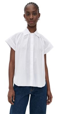 Secular Trinity Button Top In Brushed Cotton White M