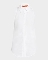 Loch Sleeveless Poplin Button-Front Shirt