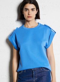 Vila - Tee-shirt droit en fibres recyclées mélangées - Taille L - Bleu