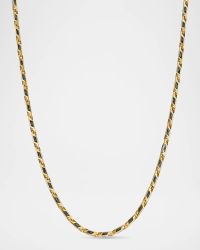 Men's Faceted Chain Necklace in 18K Gold with Forged Carbon, 3mm, 22"L