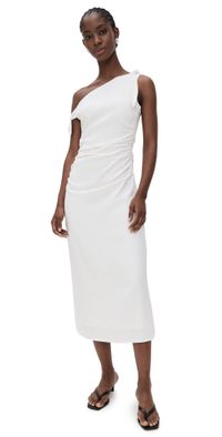 WAYF Cleo Tie Shoulder Midi Dress Ivory S